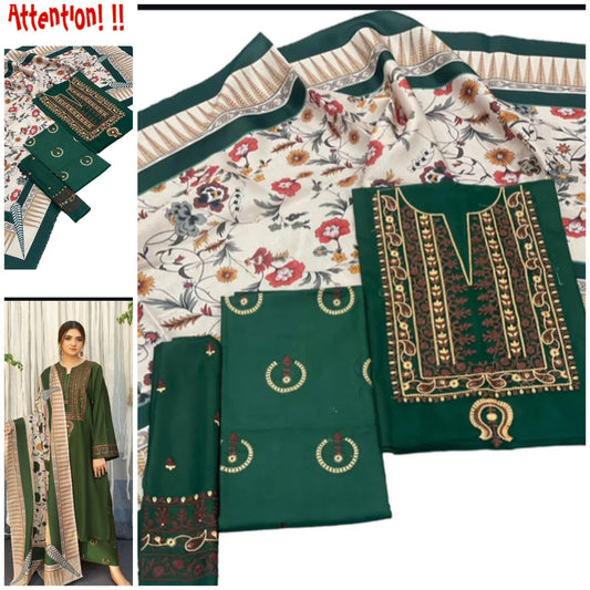 Premium Unstitched - Lawn 3pc Embroidered Suit