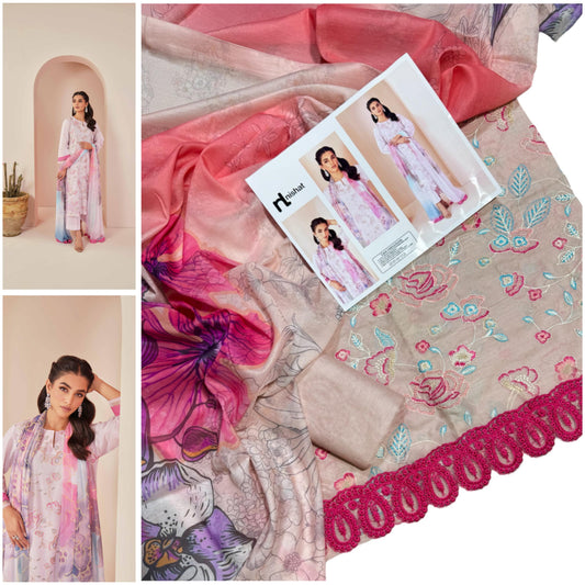Premium Unstitched - Lawn 3pc Embroidered Suit