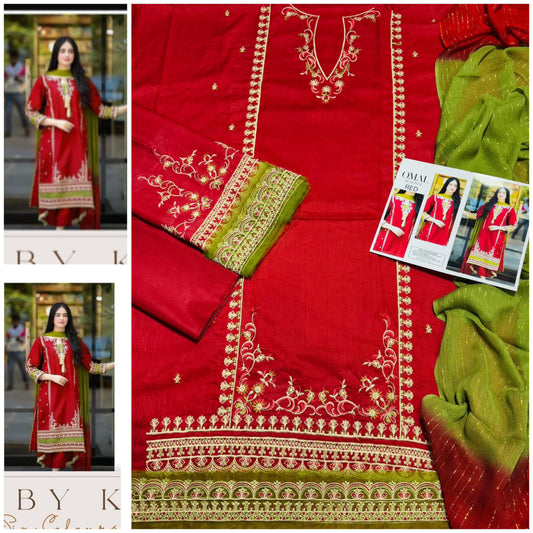 Premium Unstitched - Lawn 3pc Embroidered Suit