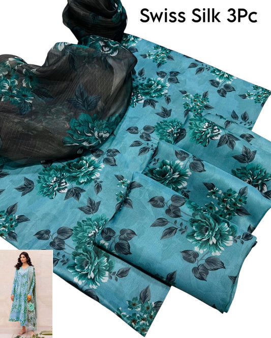 Unstitched - Swiss Silk 3pc Printed Suit