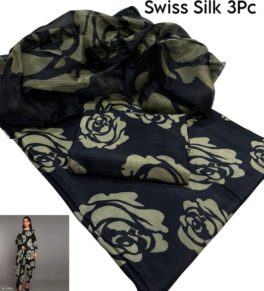 Unstitched - Swiss Silk 3pc Printed Suit