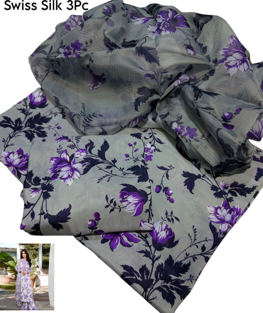 Unstitched - Swiss Silk 3pc Printed Suit