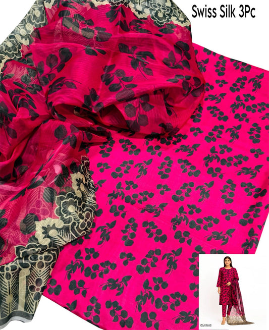 Unstitched - Swiss Silk 3pc Printed Suit