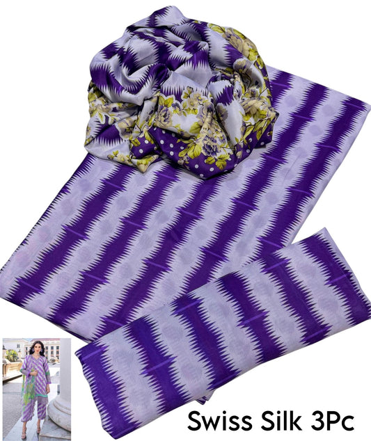 Unstitched - Swiss Silk 3pc Printed Suit