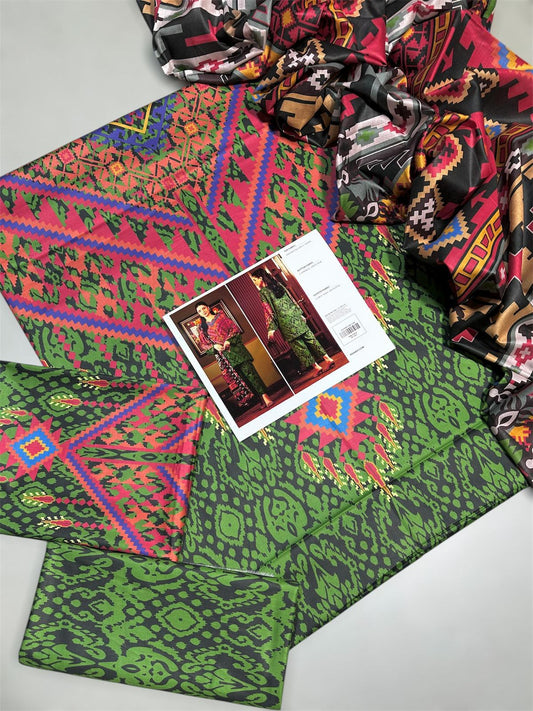 Unstitched - Swiss Silk 3pc Printed Suit