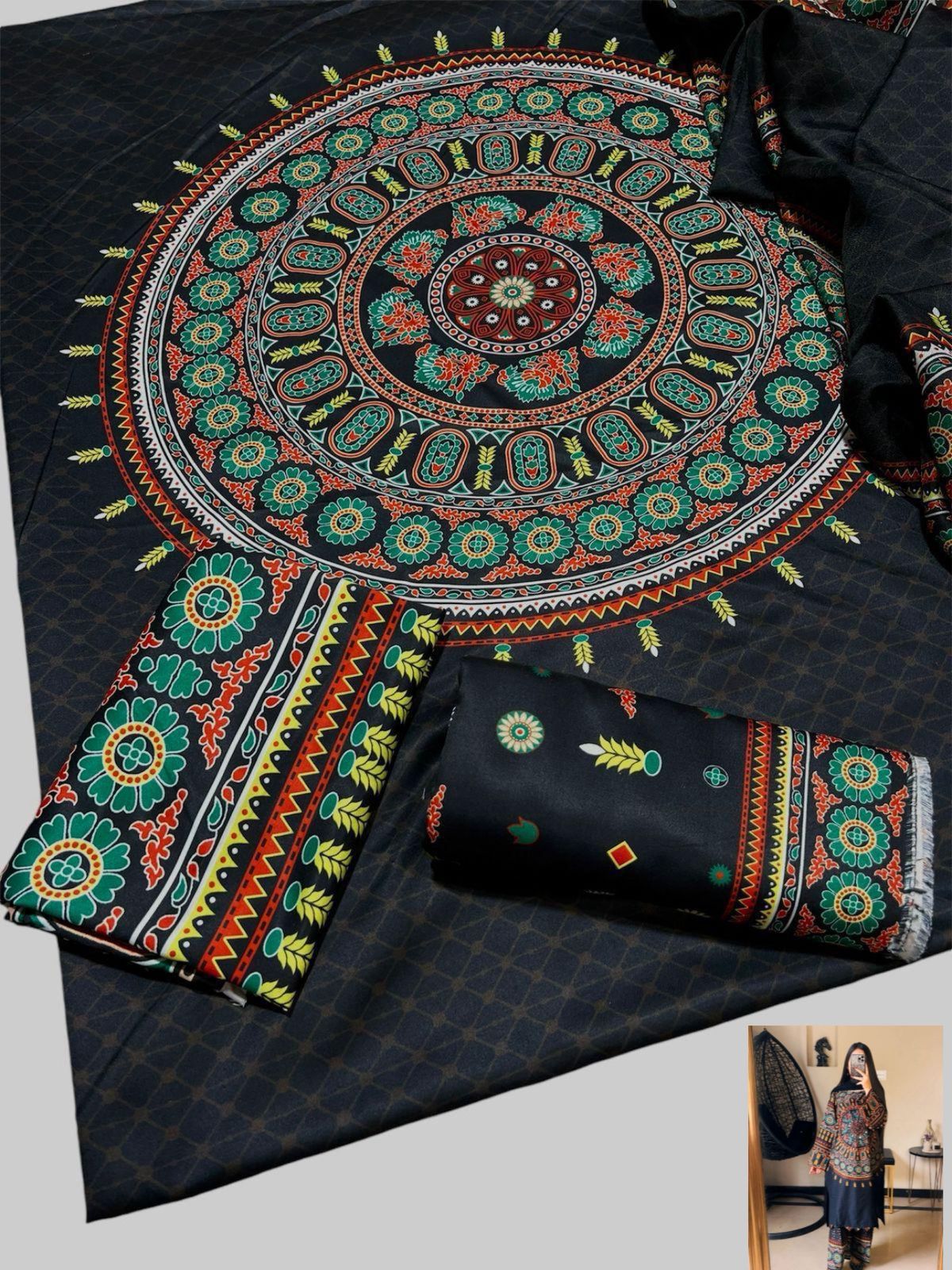 Unstitched - Swiss Silk 3pc Printed Suit