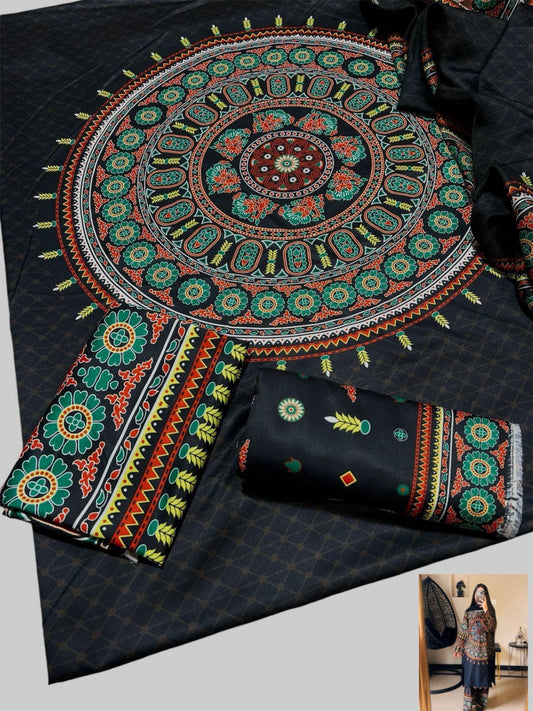 Unstitched - Swiss Silk 3pc Printed Suit