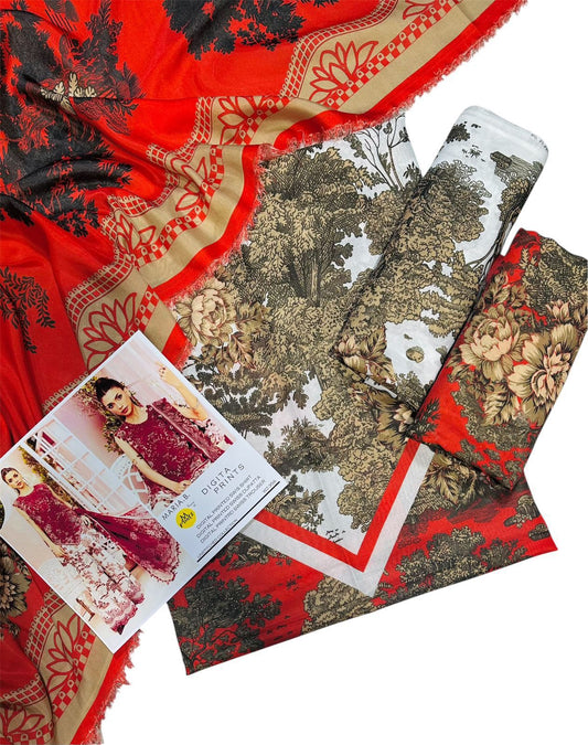 Unstitched - Swiss Silk 3pc Printed Suit