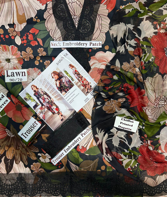 Premium Unstitched - Lawn 3pc Embroidered Suit