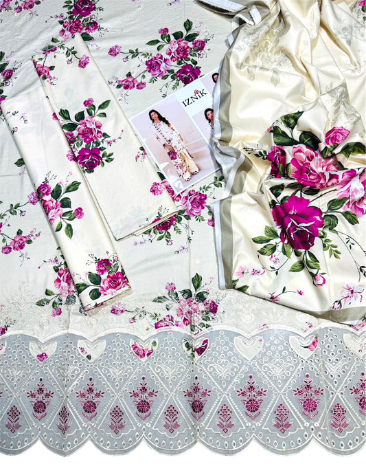 Unstitched - Linen 3pc Embroidered Suit