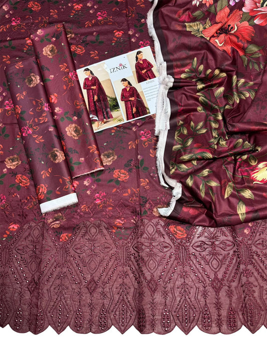 Unstitched - Linen 3pc Embroidered Suit