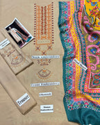 Unstitched - Dhanak 3pc Embroidered Suit