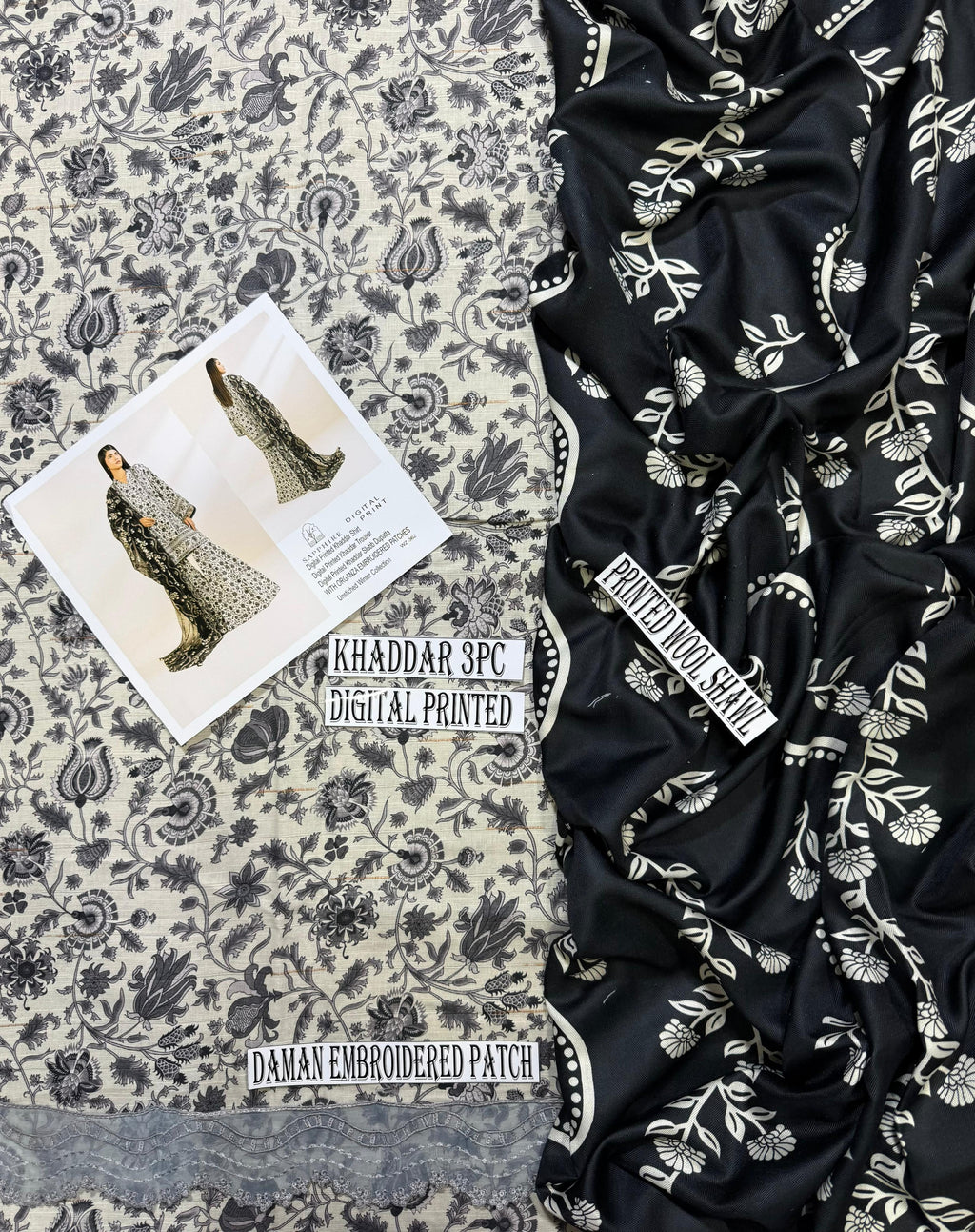 Unstitched - Khaddar 3pc Printed Suit