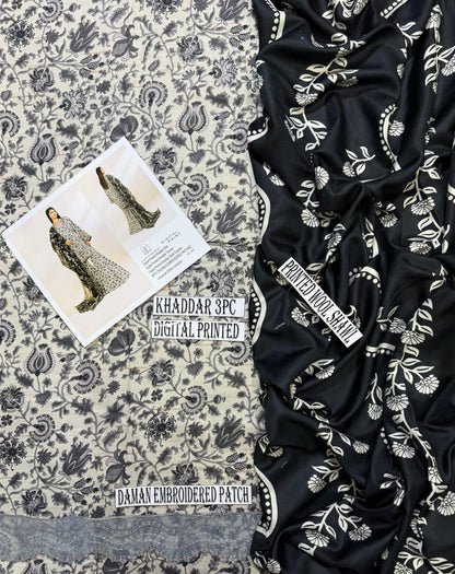 Unstitched - Khaddar 3pc Printed Suit