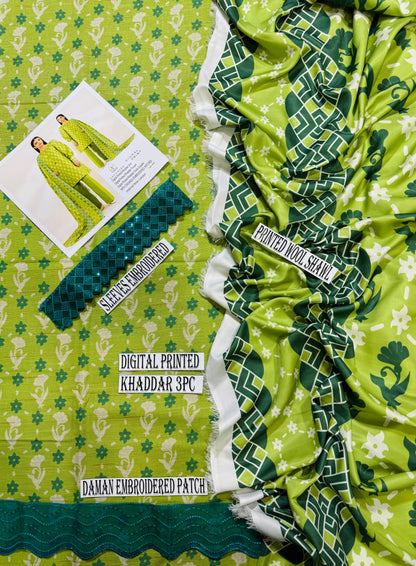 Unstitched - Khaddar 3pc Printed Suit