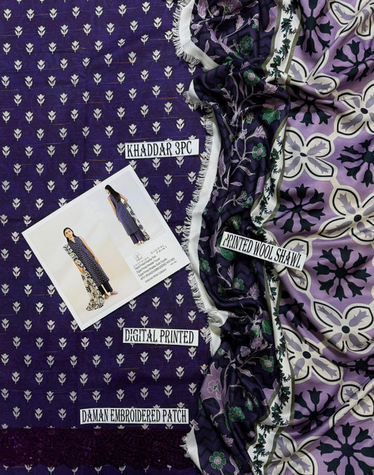 Unstitched - Khaddar 3pc Printed Suit