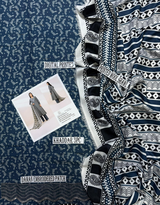 Unstitched - Khaddar 3pc Printed Suit