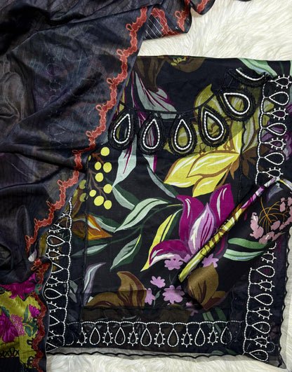 Unstitched - Doriya Linen 3pc Embroidered Suit