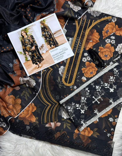 Unstitched - Doriya Linen 3pc Embroidered Suit