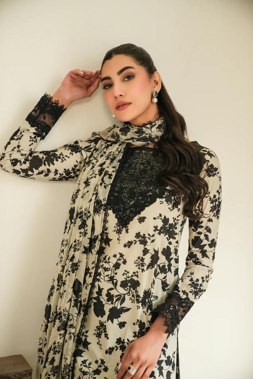Unstitched - Linen 3pc Embroidered Suit