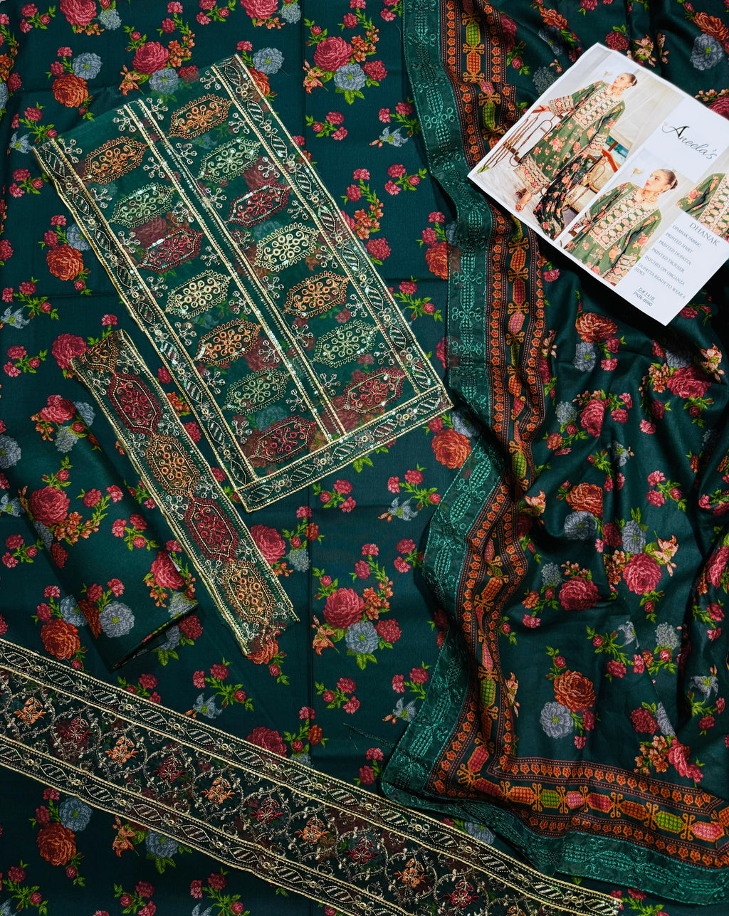 Unstitched - Dhanak 3pc Embroidered Suit
