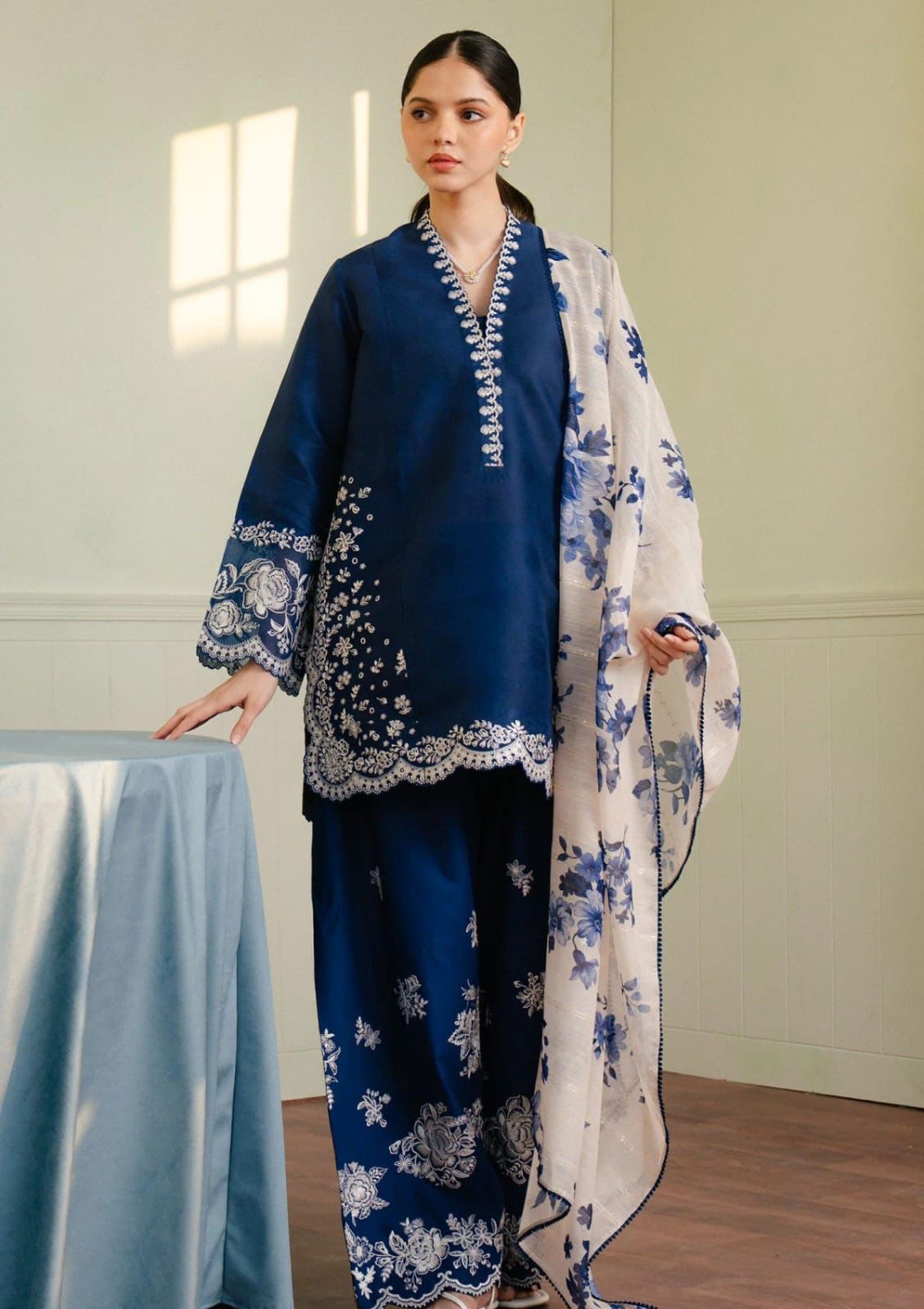 Unstitched - Dhanak 3pc Embroidered Suit