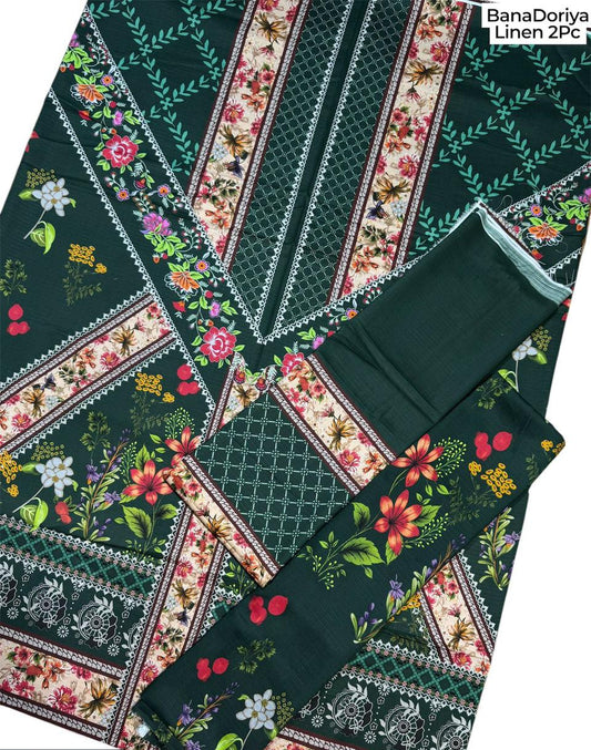 Unstitched - Doriya Linen 2pc Printed Suit