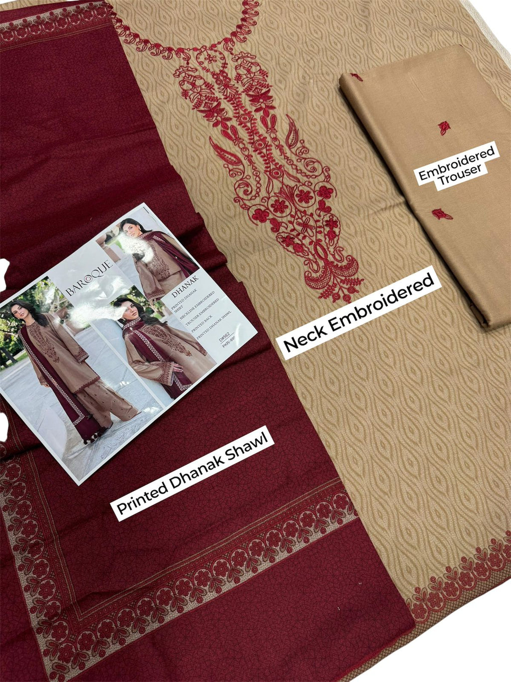 Unstitched - Dhanak 3pc Embroidered Suit