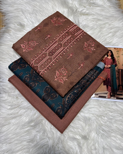 Unstitched - Dhanak 3pc Embroidered Suit
