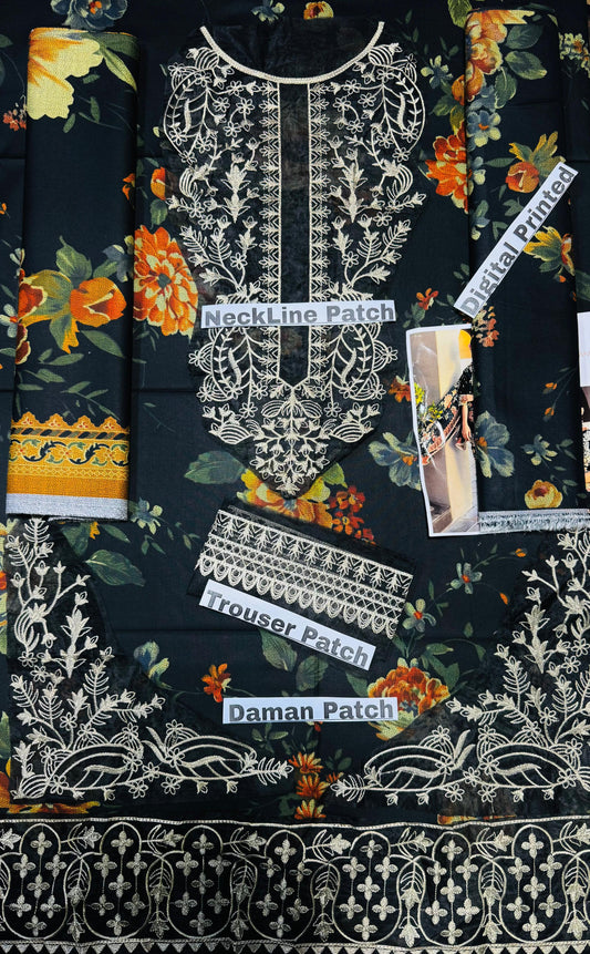 Unstitched - Dhanak 3pc Embroidered Suit