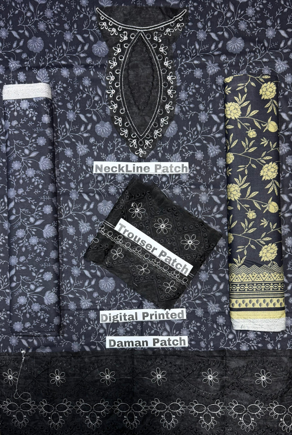 Unstitched - Dhanak 3pc Embroidered Suit