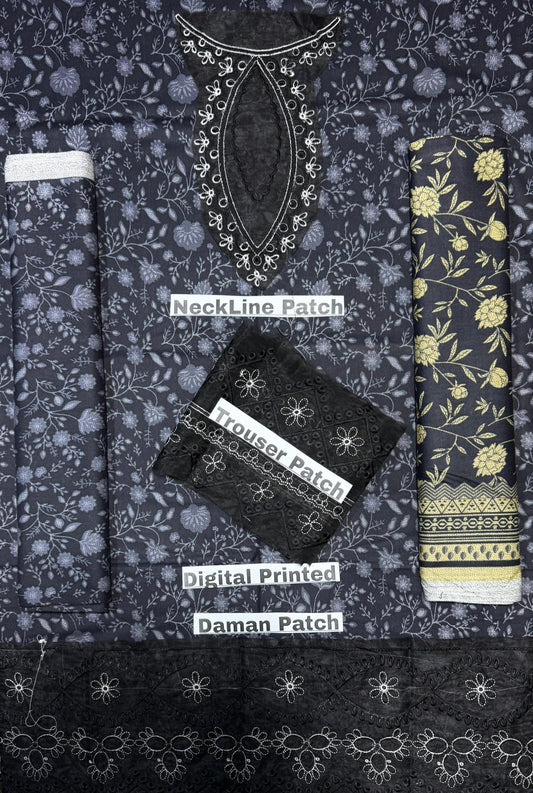 Unstitched - Dhanak 3pc Embroidered Suit