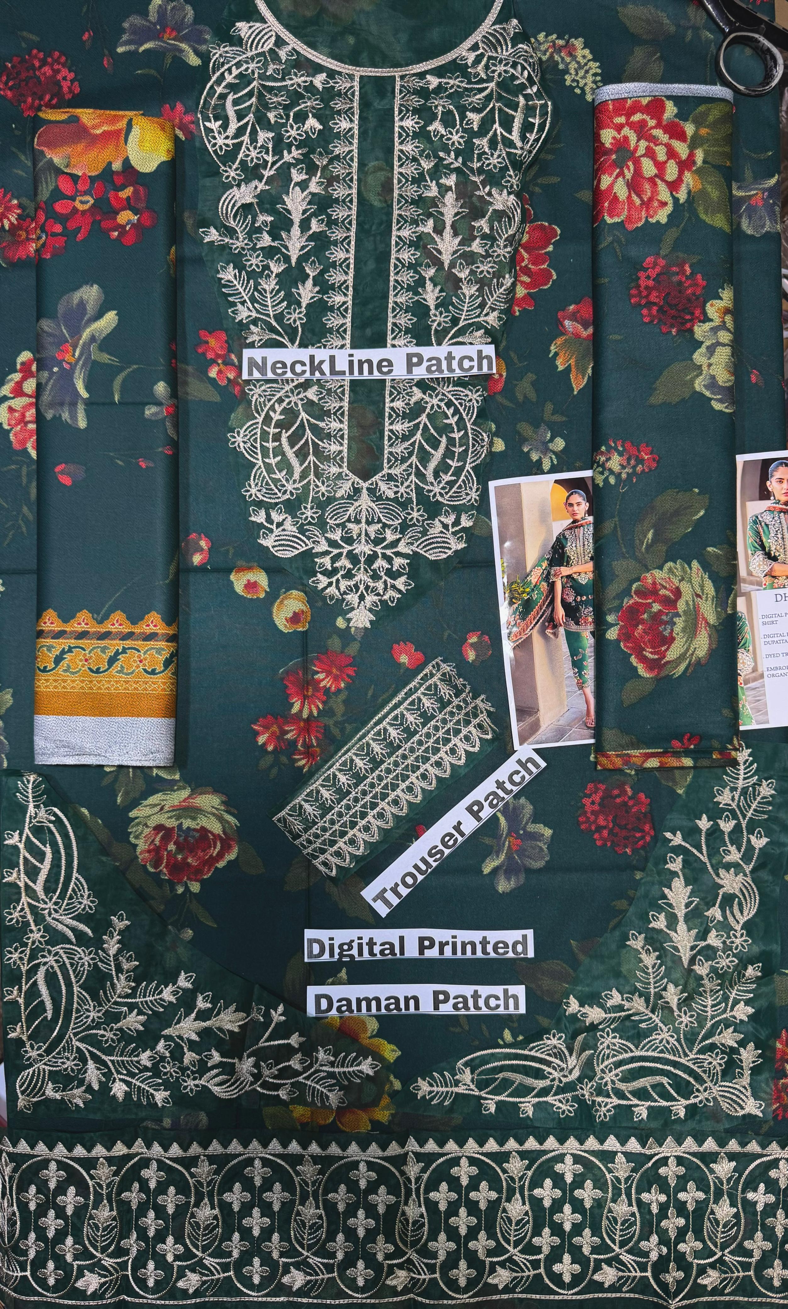 Unstitched - Dhanak 3pc Embroidered Suit