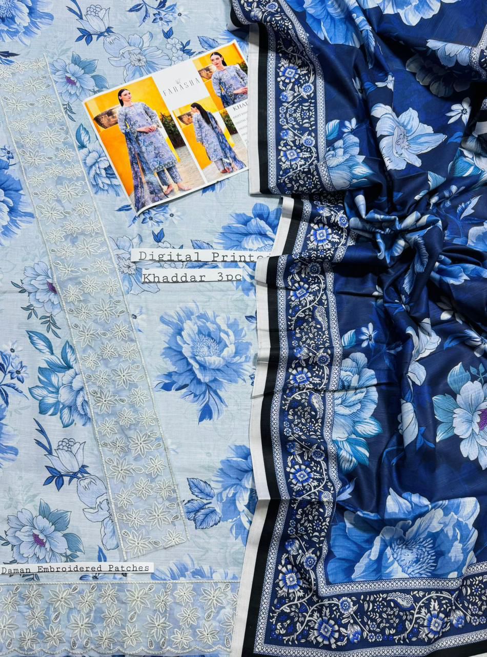 Unstitched - Khaddar 3pc Printed Suit