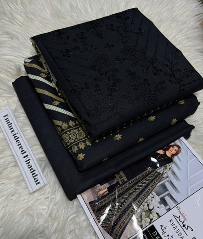 Unstitched - Khaddar 3pc Embroidered Suit