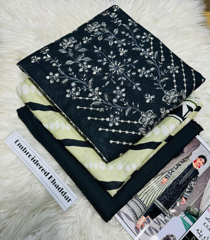 Unstitched - Khaddar 3pc Embroidered Suit