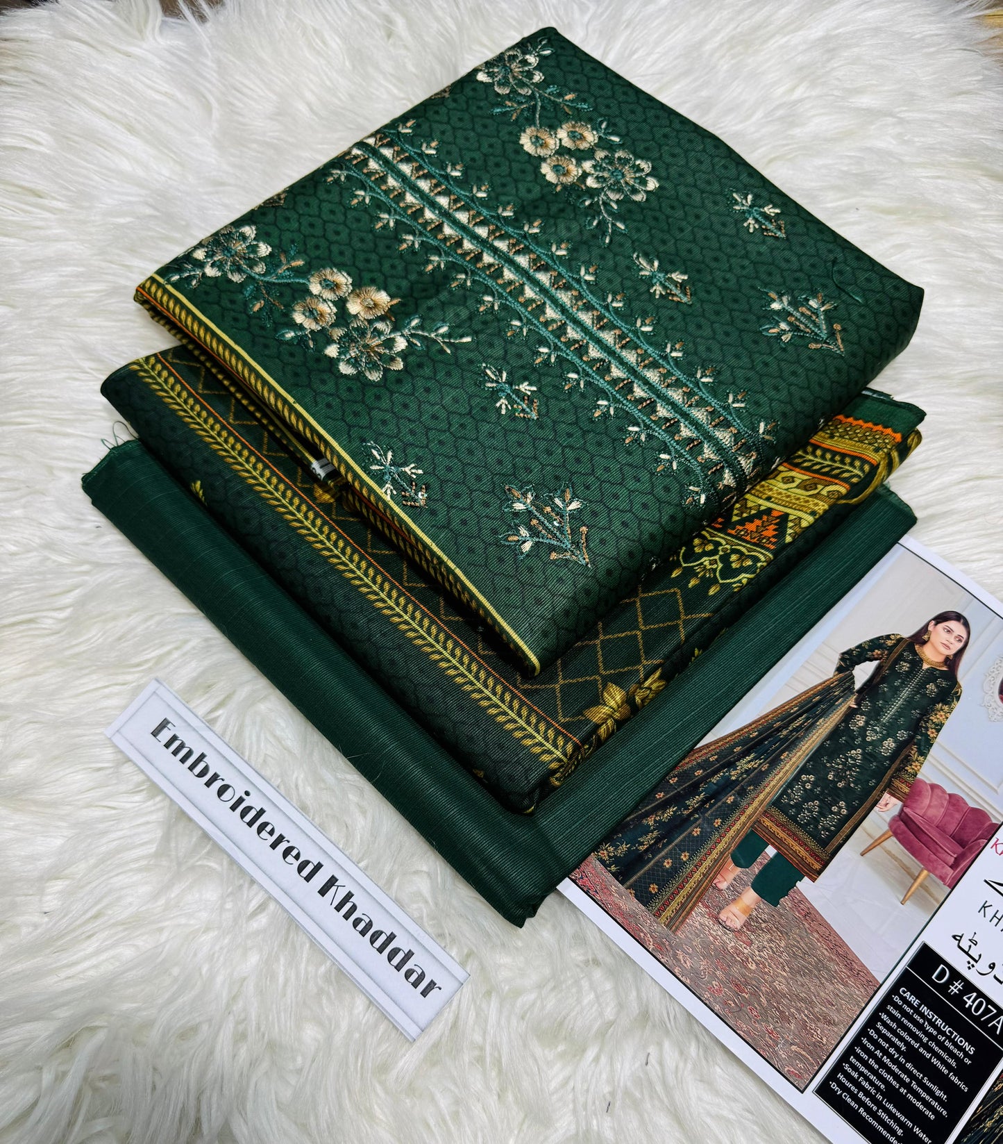 Unstitched - Khaddar 3pc Embroidered Suit