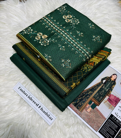 Unstitched - Khaddar 3pc Embroidered Suit