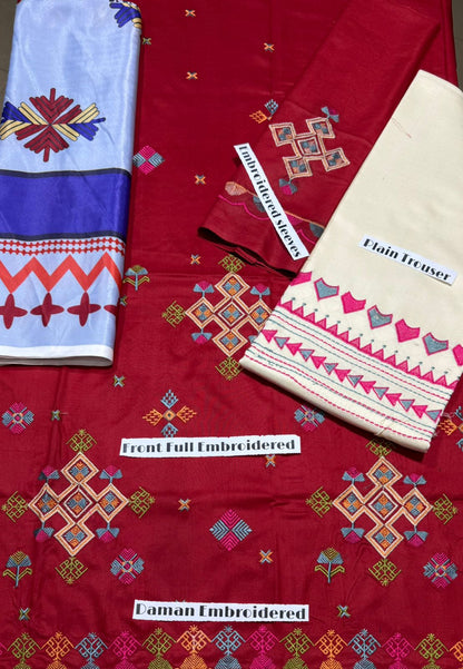 Unstitched - Dhanak 3pc Embroidered Suit