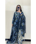 Unstitched Karandi Floral Printed 3-Piece Suit