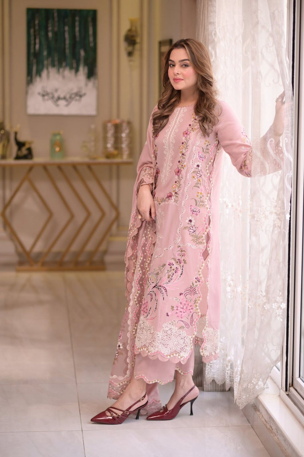 Aneelas - Heavy Embroidered - Unstitched Lawn 3pc Suit