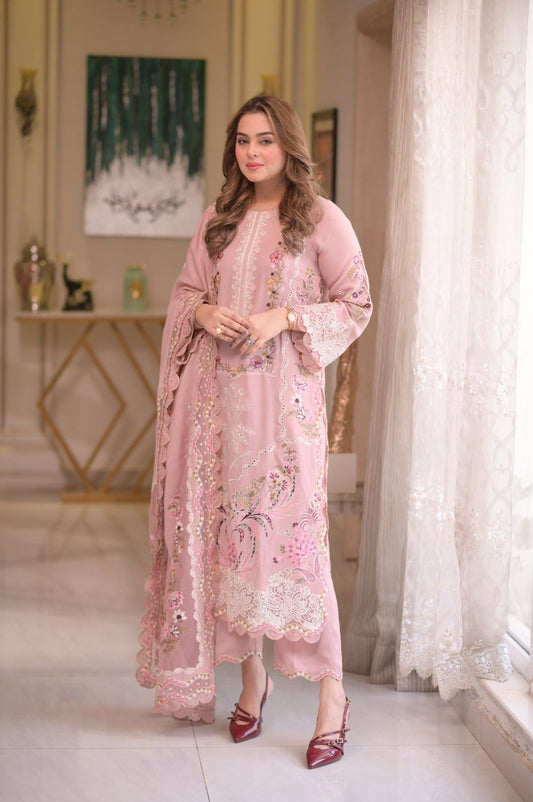 Premium Unstitched - Embroidered Lawn 3pc Suit