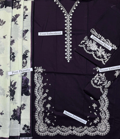 Zara - Premium Unstitched - Embroidered Lawn 3pc Suit