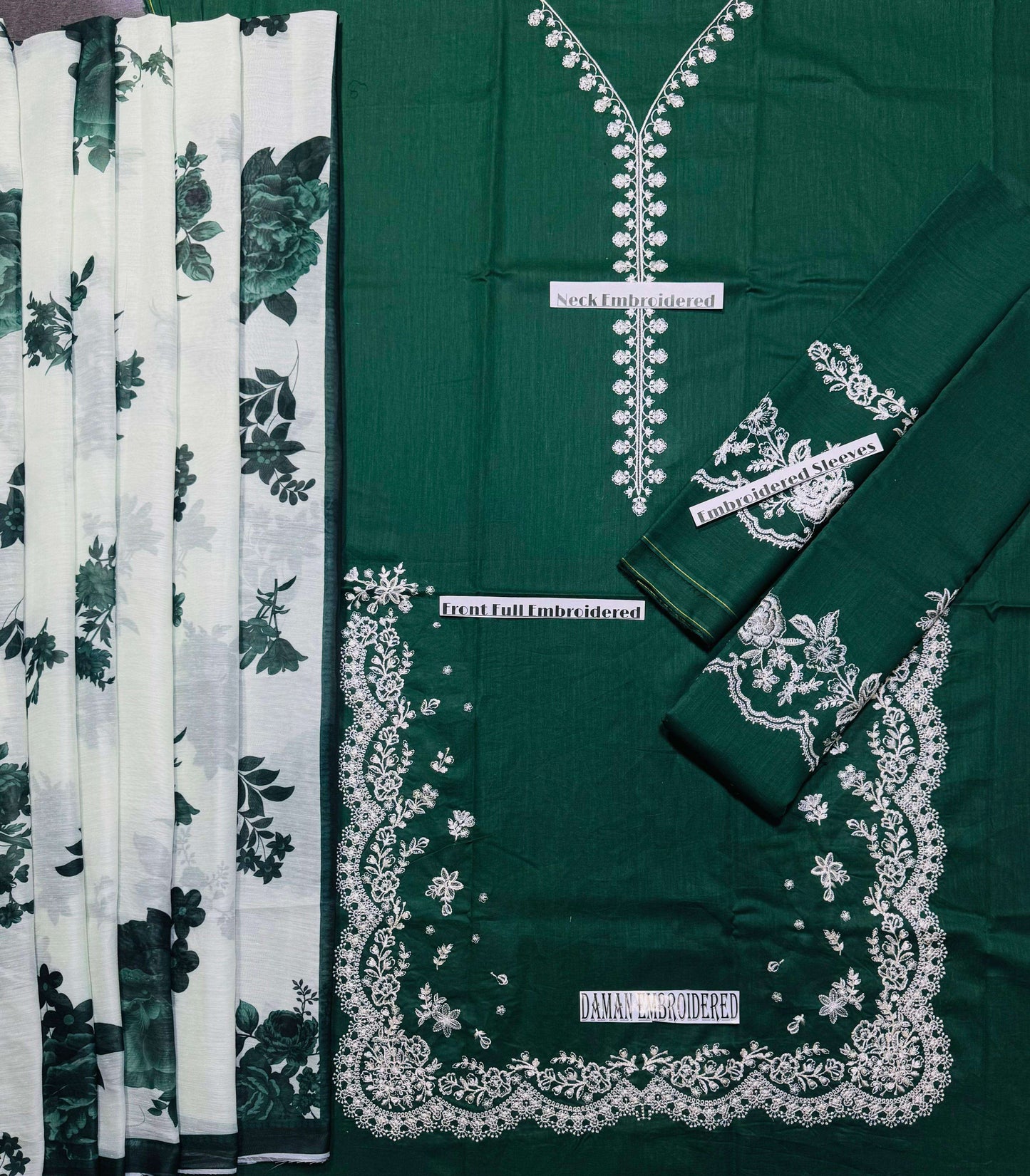 Zara - Premium Unstitched - Embroidered Lawn 3pc Suit