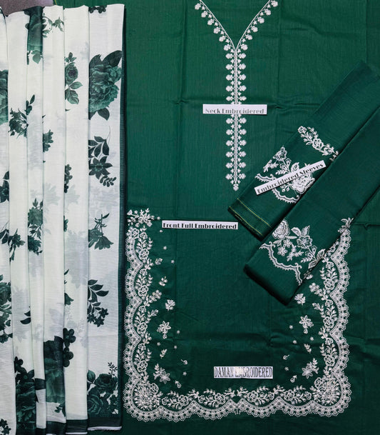 Zara - Premium Unstitched - Embroidered Lawn 3pc Suit