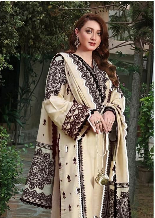 Aneelas - Premium Unstitched - Embroidered Lawn 3pc Suit