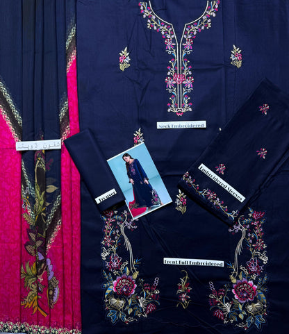 Zara - Premium Unstitched - Embroidered Lawn 3pc Suit