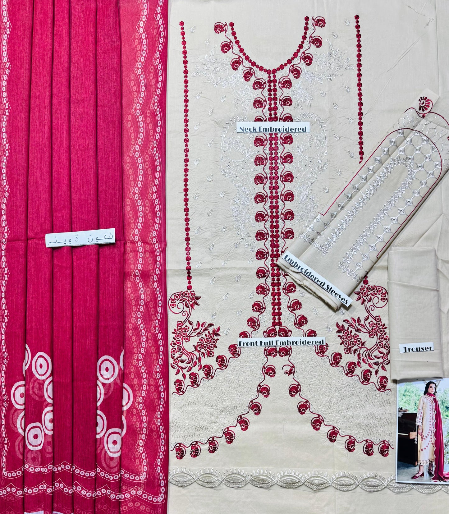 Aneelas - Premium Unstitched - Embroidered Lawn 3pc Suit