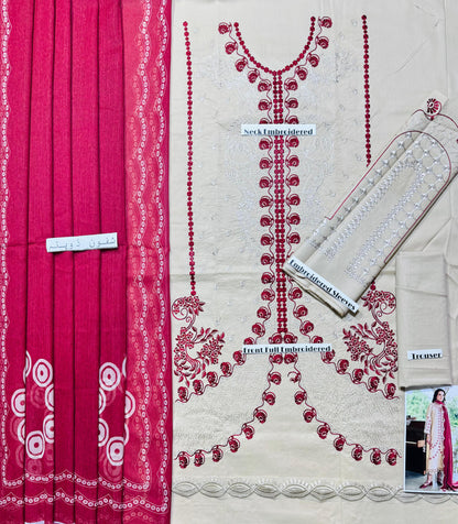 Aneelas - Premium Unstitched - Embroidered Lawn 3pc Suit
