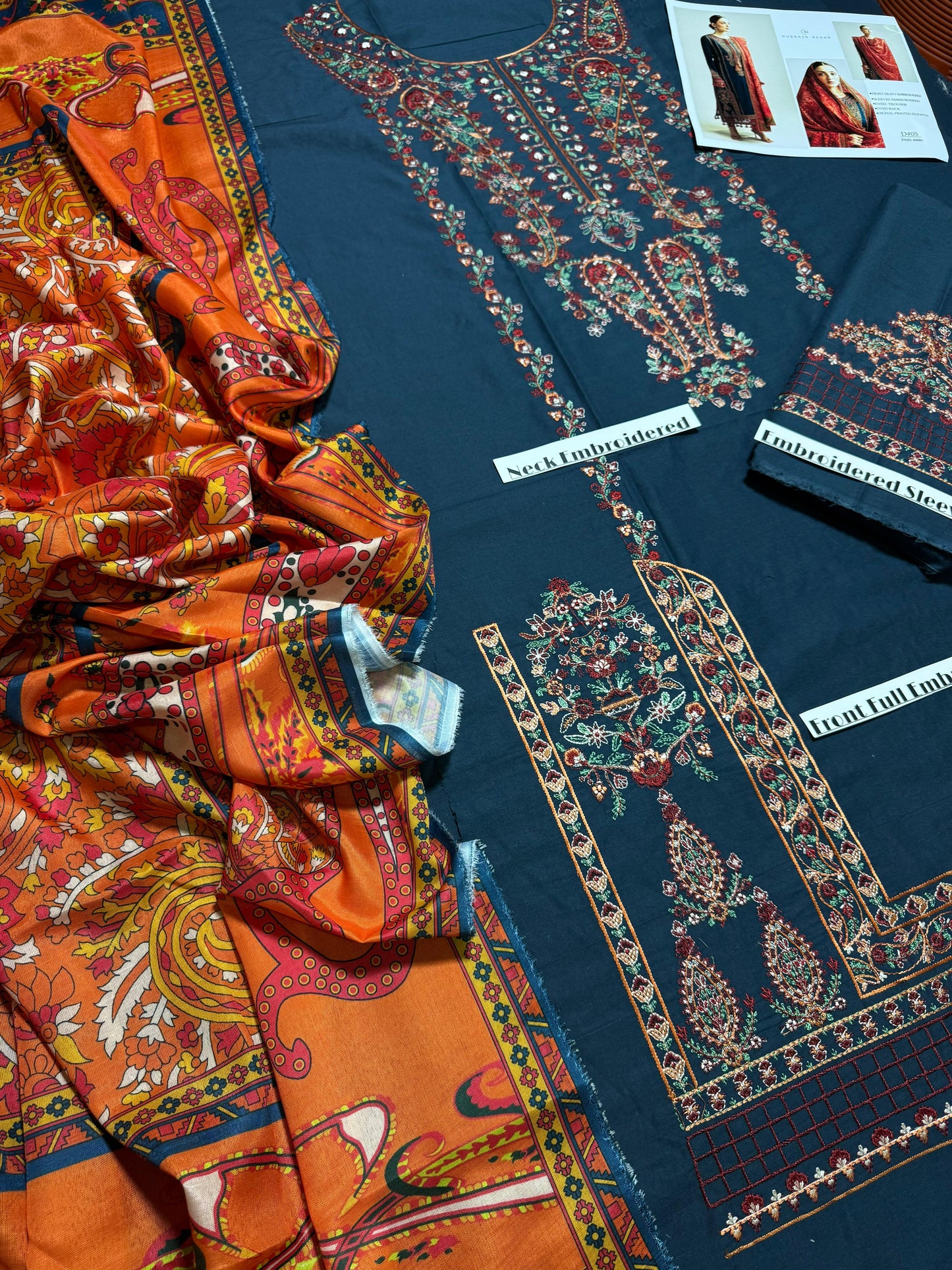 Hussain Rehar - Unstitched - Embroidered Lawn 3pc Suit
